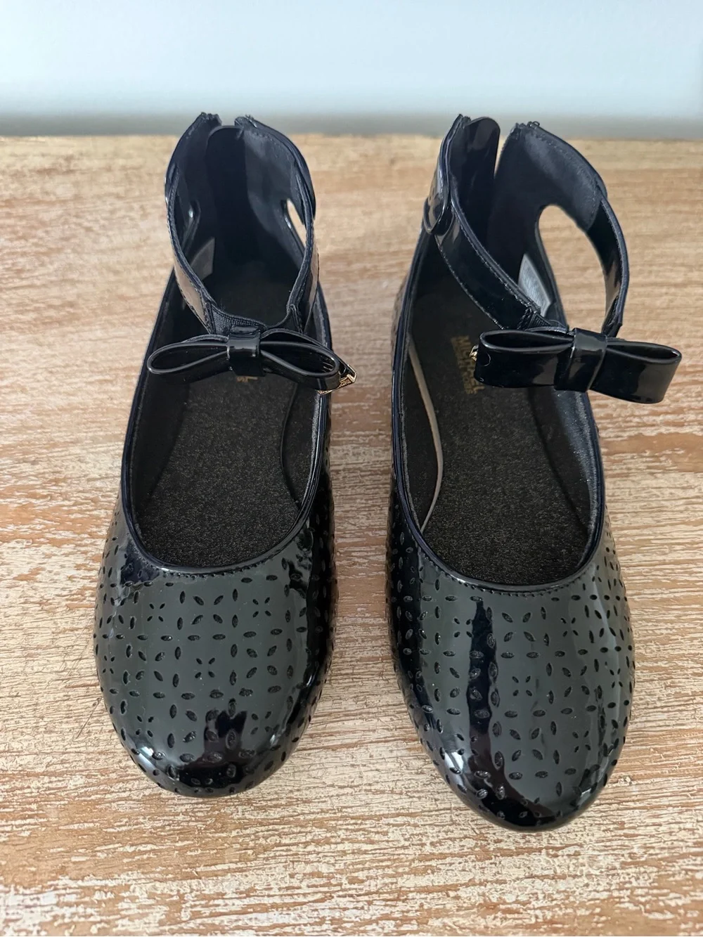 Michael Kors Girls Black Patent Mary Jane with Bow Strap